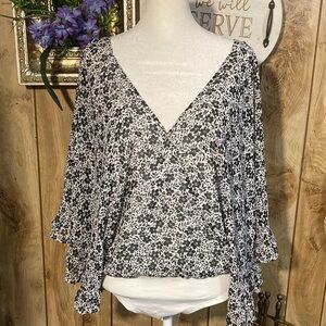 Pink Lily Monochrome Floral Blouse